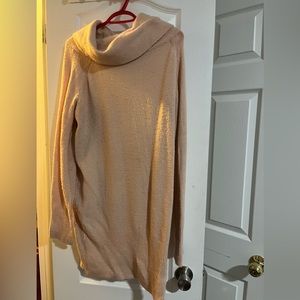 Blush pink cowl neck sweater dress